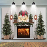 Lofaris Merry Christmas Tree Fireplace Light Scene Photo Backdrop